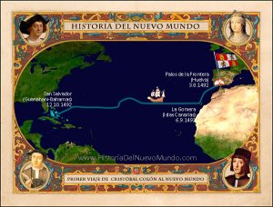 Mapa de la ruta del primer viaje de Cristóbal Colón al Nuevo Mundo