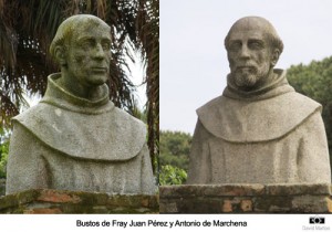 Bustos de Fray Juan Pérez y Antonio de Marchena en el Monasterio de la Rábida