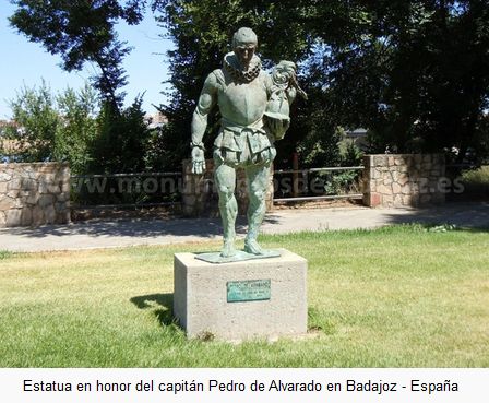 Estatua en honor de Pedro de Alvarado en Badajoz, conquistador de Centroamérica