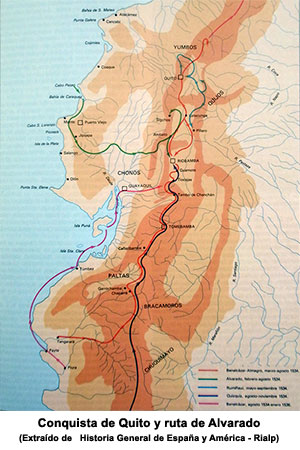 Mapa de la conquista de Quito