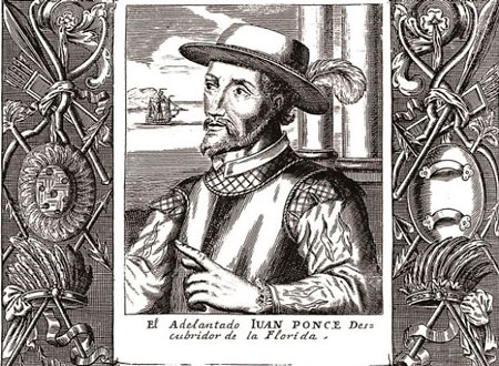 Portrait in engraving of Juan Ponce de León