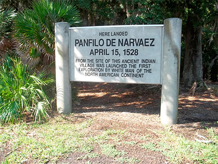 Location of landing of the Narvaez's expedition in Florida