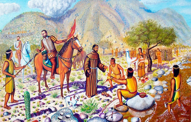 Religiosos españoles con nativos americanos